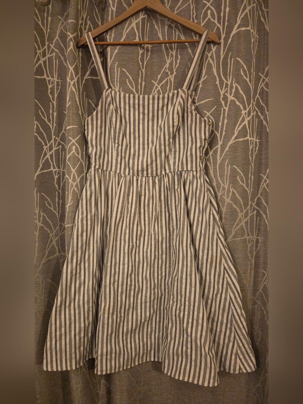 Striped Sundress with Spaghetti Straps - Black & White Size XL
